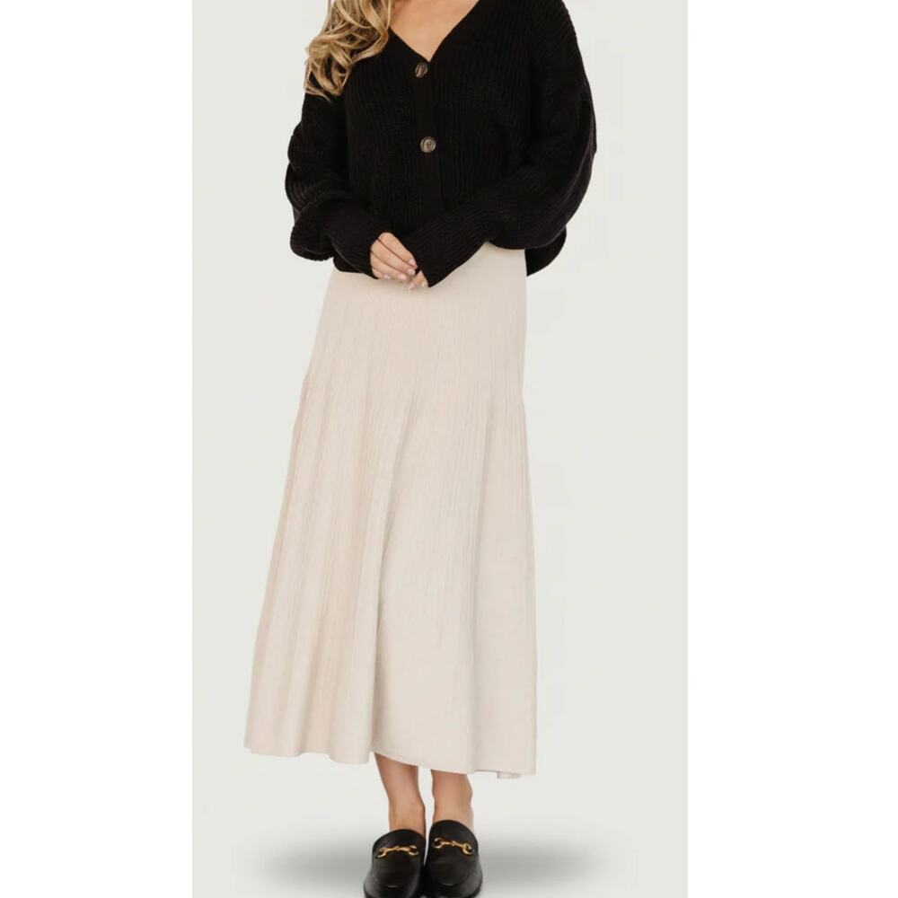 BalticBorn Carynn Knit Midi Skirt Natural Size XL